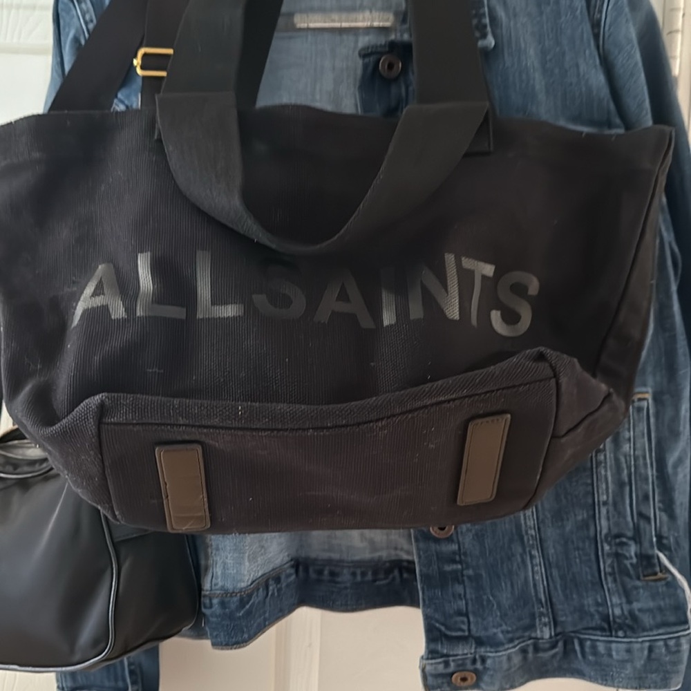 ALL SAINTS Celeste Clarendon Canvas Tote Black - Picture 9 of 14